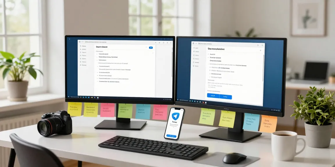 Customizing Telegram Chinese settings in a modern home office.